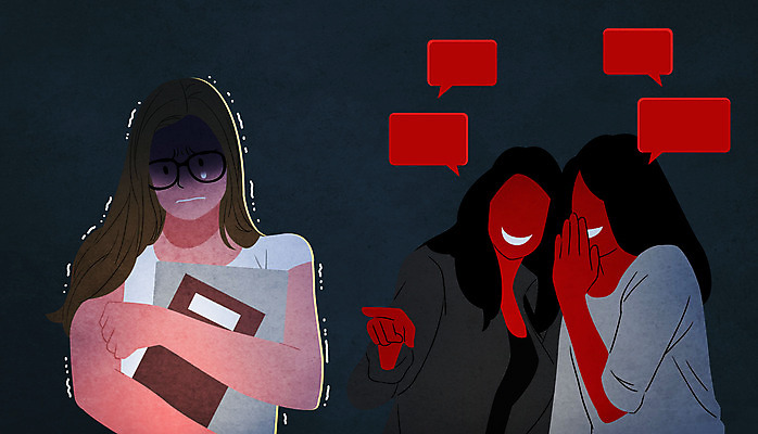 PSD 여학생 여자 대학생 말풍선 일러스트 들기 상반신 성인 세명 친구 무서움 귓속말 대학교 비웃음 떨림 뒷담화 삿대질 성인여자만 국내일러스트 학생 감정 학교 관계 모션 표정 사람 손짓 험담 여자만 성인만 파일형식