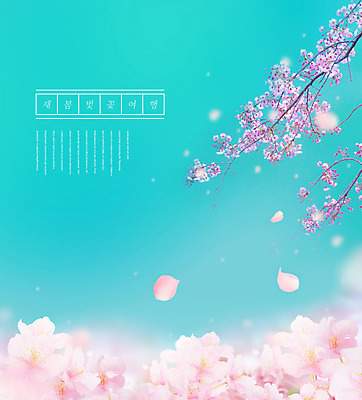 PSD 편집이미지 분홍색 봄꽃 타이포그라피 사람없음 봄 벚꽃 민트색 벚꽃축제 봄여행 이미지편집 문자 계절 꽃 컬러 여행 축제 꽃축제 파일형식