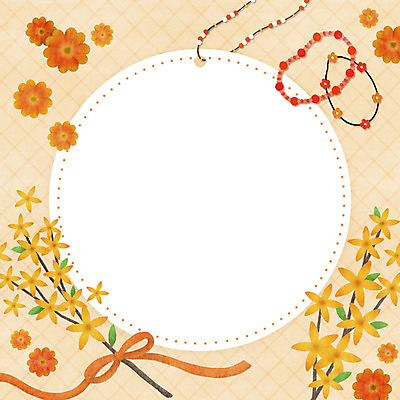 PSD 꽃 리본 일러스트 장신구 팔찌 사람없음 노란색 개나리 체크무늬 국내일러스트 식물 컬러 무늬 파일형식