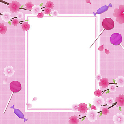 PSD 꽃잎 꽃 분홍색 일러스트 프레임 막대사탕 사탕 사람없음 장식 벚꽃 체크무늬 국내일러스트 식물 컬러 무늬 디저트 파일형식