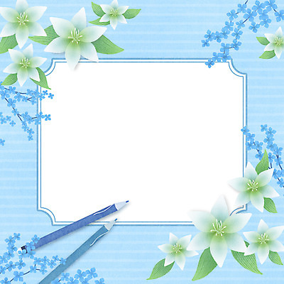 PSD 꽃 하늘색 잎 일러스트 색연필 프레임 연꽃 틀 사람없음 장식 체크무늬 안개꽃 국내일러스트 식물 무늬 학용품 파란색 한해살이풀 파일형식