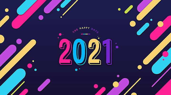 일러스트 새해 타이포그라피 사람없음 컬러풀 사선무늬 2021년 신축년 국내일러스트 AI파일 문자 컬러 연도 파일형식 벡터