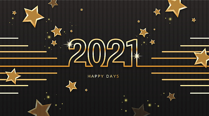 별 일러스트 새해 타이포그라피 사람없음 검은색 금색 2021년 신축년 국내일러스트 AI파일 자연요소 문자 컬러 연도 파일형식 벡터