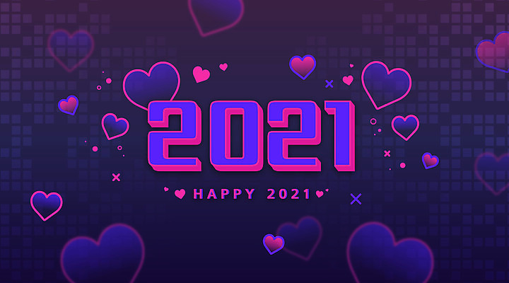 일러스트 새해 타이포그라피 사람없음 보라색 하트 2021년 신축년 국내일러스트 AI파일 모양 문자 컬러 연도 파일형식 벡터