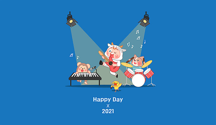 전신 캐릭터 남자 어린이 음악 동물캐릭터 연주 일러스트 병아리 한명 소년 파란색 친구 무대 원숭이 밴드 소 너구리 락 소년한명만 2021년 신축년 국내일러스트 일러캐릭터 AI파일 동물 1 컬러 포유류 관계 조류 문화예술 사람 연도 로큰롤 남자한명만 소년만 파일형식 벡터