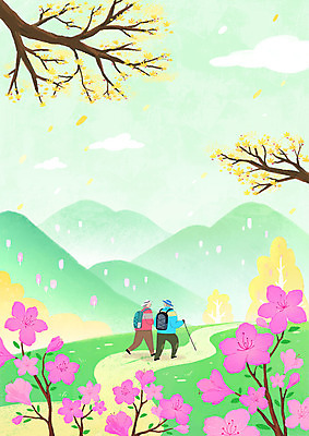전신 PSD 나무 구름 여자 노년 남자 길 일러스트 봄꽃 산 두명 걷기 노부부 봄 등산 진달래 등산복 꽃놀이 산수유 노인만 지역축제 대한민국축제 국내일러스트 자연요소 식물 부부 옷 계절 꽃 모션 사람 성인 축제 트래킹 성인만 파일형식