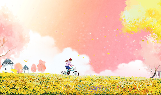 전신 PSD 나무 구름 여자 어린이 분홍색 일러스트 하늘 한명 앉기 소녀 초원 맑음 자전거 봄풍경 봄 벚나무 개나리 소녀한명만 국내일러스트 자연요소 식물 1 계절 꽃 컬러 모션 날씨 사람 풍경 바이크 벚꽃 여자한명만 소녀만 파일형식