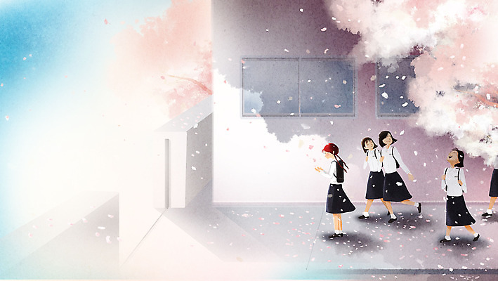 전신 PSD 여자 분홍색 일러스트 학교 청소년 여고생 고등학생 서기 여러명 걷기 맑음 봄풍경 봄 벚꽃 벚나무 하교길 십대여자만 국내일러스트 나무 학생 계절 교육 꽃 컬러 다수 모션 날씨 사람 풍경 하교 여자만 십대만 파일형식