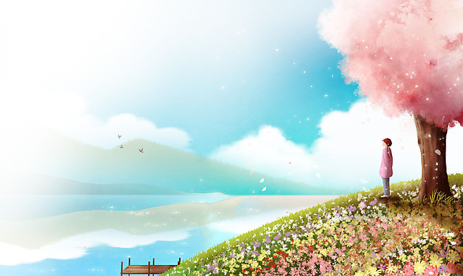 전신 PSD 구름 여자 꽃 어린이 일러스트 한명 서기 소녀 초원 맑음 봄풍경 봄 벚꽃 벚나무 소녀한명만 국내일러스트 자연요소 나무 식물 1 계절 모션 날씨 사람 풍경 여자한명만 소녀만 파일형식