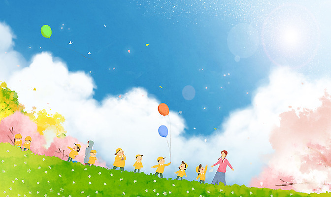 전신 PSD 나무 구름 여자 남자 꽃 어린이 일러스트 하늘 소녀 소년 초원 여러명 성인 태양 소풍 맑음 봄풍경 봄 유치원 유치원생 풍선 유치원선생님 봄소풍 아이돌봄 국내일러스트 자연요소 식물 계절 교육 다수 날씨 사람 풍경 야외활동 교사 파일형식 돌봄서비스