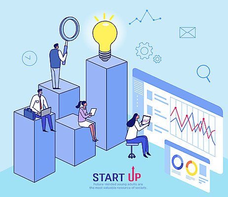 전신 여자 남자 일러스트 회사 전구 돋보기 회의 그래프 아이디어 서기 들기 앉기 여러명 노트북 업무 직장인 비즈니스맨 비즈니스우먼 문서 창업 국내일러스트 AI파일 직업 다수 컨셉 비즈니스 모션 사람 전자제품 작업 자영업 파일형식 벡터