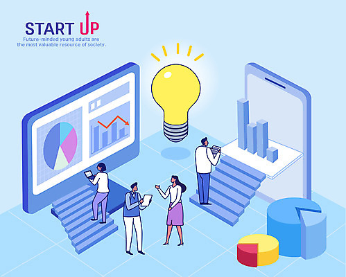 전신 여자 남자 일러스트 회사 전구 회의 그래프 들기 여러명 노트북 스마트폰 컴퓨터 계단 모니터 업무 직장인 비즈니스맨 비즈니스우먼 문서 창업 국내일러스트 AI파일 직업 다수 비즈니스 모션 사람 전자제품 핸드폰 스마트기기 작업 자영업 파일형식 벡터