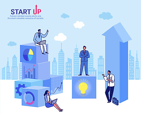 전신 구름 여자 남자 화살표 하늘색 일러스트 회사 전구 회의 그래프 아이디어 서기 들기 앉기 여러명 성인 건물 노트북 업무 직장인 비즈니스맨 비즈니스우먼 문서 창업 성인만 국내일러스트 AI파일 자연요소 직업 건축물 다수 컨셉 비즈니스 모션 사람 파란색 전자제품 작업 자영업 파일형식 벡터