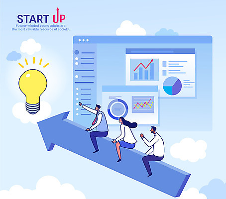 전신 구름 여자 남자 화살표 일러스트 회사 전구 회의 그래프 앉기 성인 세명 가리킴 업무 직장인 비즈니스맨 비즈니스우먼 상승 창업 성인만 국내일러스트 AI파일 자연요소 직업 컨셉 비즈니스 모션 사람 손짓 작업 자영업 파일형식 벡터