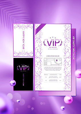 PSD 편집이미지 사람없음 파티 보라색 원형 초대장 해피뉴이어 VIP 이미지편집 도형 컬러 카드_감사 이벤트 새해인사 파일형식