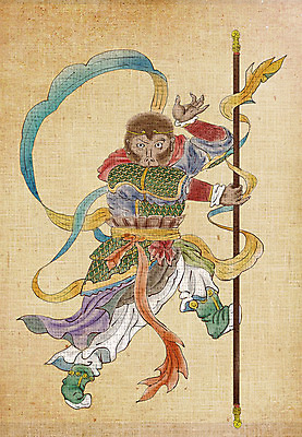 PSD 동물캐릭터 일러스트 사람없음 십이지신 원숭이띠 원숭이 잡기 동양화 십이지신캐릭터 봉 장군 갑옷 손오공 국내일러스트 일러캐릭터 동물 직업 캐릭터 포유류 모션 미술 보호장비 파일형식