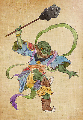 PSD 동물캐릭터 일러스트 들기 사람없음 방망이 십이지신 뱀띠 뱀 동양화 십이지신캐릭터 장군 국내일러스트 일러캐릭터 동물 직업 캐릭터 파충류 모션 미술 파일형식