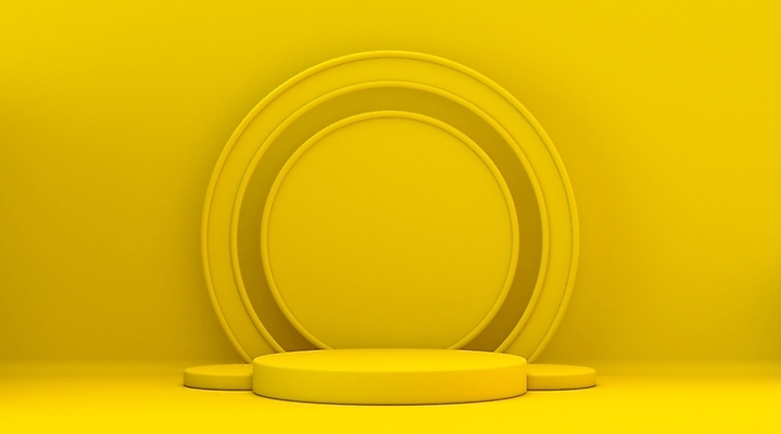 JPG 해외이미지 벽 백그라운드 사람없음 노란색 3D 원형 오브젝트 단상 입체도형 미니멀 해외포토 포토 도형 컬러 입체 디지털합성 파일형식