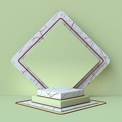 JPG 해외이미지 벽 백그라운드 사람없음 연두색 3D 오브젝트 대리석 마름모 단상 입체도형 미니멀 해외포토 포토 도형 재료 초록색 입체 디지털합성 파일형식