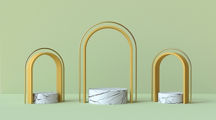 JPG 해외이미지 벽 백그라운드 사람없음 연두색 3D 원형 오브젝트 아치 대리석 기하학 단상 입체도형 미니멀 해외포토 포토 도형 무늬 재료 초록색 입체 디지털합성 파일형식