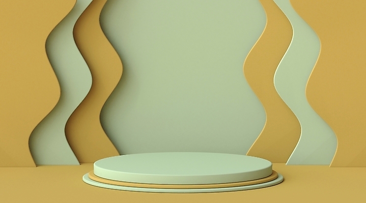 JPG 해외이미지 물결 백그라운드 사람없음 연두색 노란색 3D 원형 오브젝트 단상 대칭 입체도형 해외포토 포토 도형 컬러 초록색 입체 디지털합성 파일형식