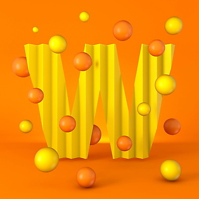 JPG 해외이미지 알파벳 사람없음 3D 원형 기하학 W 스파클링 주황색배경 해외포토 포토 도형 영어 백그라운드 무늬 주황색 디지털합성 파일형식