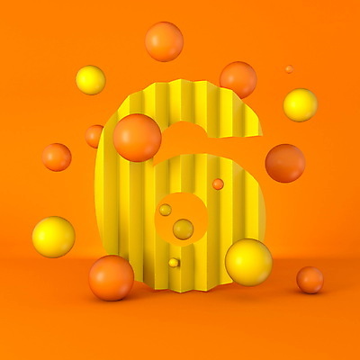 JPG 해외이미지 사람없음 숫자 3D 원형 6 기하학 스파클링 주황색배경 해외포토 포토 도형 문자 백그라운드 무늬 주황색 디지털합성 파일형식