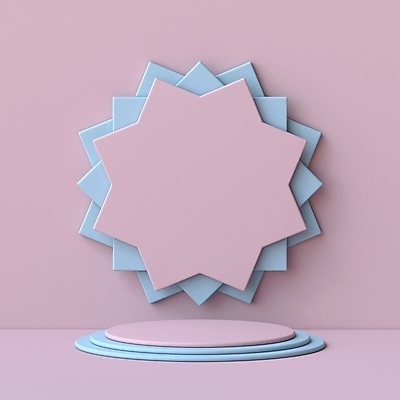 JPG 해외이미지 별 분홍색 하늘색 백그라운드 사람없음 3D 오브젝트 단상 입체도형 목업 미니멀 해외포토 포토 자연요소 도형 컬러 파란색 입체 디지털합성 파일형식