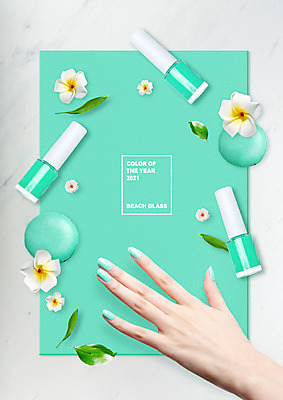 PSD 편집이미지 손 컬러 잎 신체부위 유행 네일아트 손톱 매니큐어 마카롱 민트색 2021년 이미지편집 식물 디저트 사람 뷰티 화장품 연도 파일형식