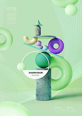 PSD 편집이미지 컬러 사람없음 연두색 유행 3D 쌓기 구 오브젝트 원기둥 입체도형 2021년 편집3D 도형 모션 초록색 원형 연도 입체 디지털합성 파일형식