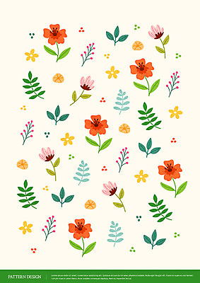 식물 꽃 패턴 일러스트 나뭇잎 따뜻함 사람없음 봄 패턴백그라운드 아기자기 국내일러스트 AI파일 계절 백그라운드 컨셉 잎 무늬 파일형식 벡터