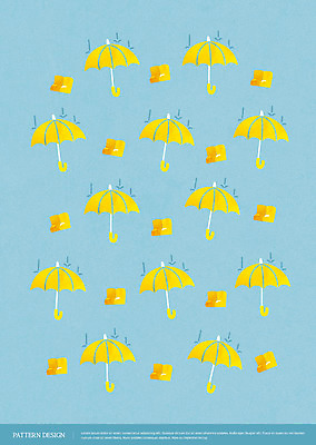 패턴 일러스트 우산 수채화 장화 사람없음 파란색 노란색 패턴백그라운드 비 아기자기 국내일러스트 AI파일 자연요소 컬러 백그라운드 신발 컨셉 무늬 날씨 파일형식 벡터