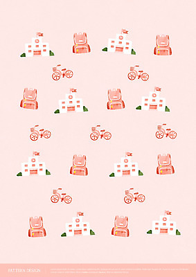 분홍색 패턴 일러스트 학교 수채화 책가방 사람없음 자전거 패턴백그라운드 등교 아기자기 국내일러스트 AI파일 교육 컬러 백그라운드 컨셉 무늬 가방 바이크 등하교 파일형식 벡터