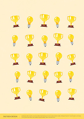 패턴 일러스트 전구 수채화 아이디어 사람없음 노란색 패턴백그라운드 트로피 아기자기 국내일러스트 AI파일 컬러 백그라운드 컨셉 무늬 상_우승 파일형식 벡터