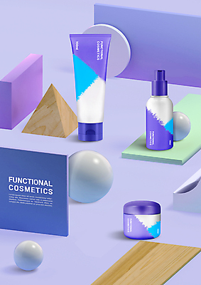 PSD 편집이미지 사람없음 뷰티 화장품 피부관리 나무판자 연보라색 스킨케어 기초화장 기초화장품 입체도형 이미지편집 도형 목재 화장 보라색 입체 파일형식