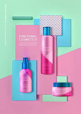 PSD 편집이미지 분홍색 백그라운드 사람없음 뷰티 사각형 화장품 피부관리 스킨케어 기초화장 기초화장품 민트색 이미지편집 도형 컬러 화장 파일형식