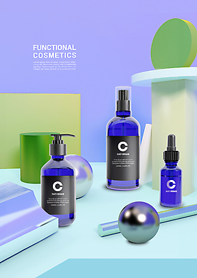 PSD 편집이미지 하늘색 사람없음 뷰티 화장품 피부관리 스킨케어 기초화장 기초화장품 입체도형 이미지편집 도형 파란색 화장 입체 파일형식