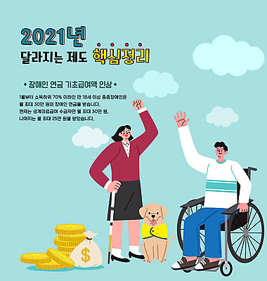 전신 구름 한마리 여자 남자 하늘색 일러스트 지팡이 서기 들기 앉기 성인 타이포그라피 두명 손들기 동전 잡기 돈자루 장애인 사회복지 휠체어 정리 시각장애인 안내견 연금 정부정책 핵심 성인만 2021년 흰지팡이 국내일러스트 AI파일 자연요소 문자 1 돈 모션 사람 파란색 개 연도 복지 장애 정책 파일형식 벡터