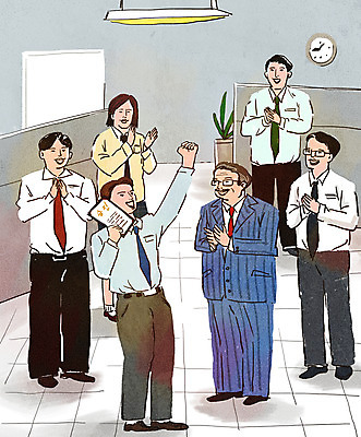 전신 PSD 여자 남자 행복 화분 시계 중년 일러스트 회사 서기 여러명 성인 사무실 파이팅 기쁨 축하 직장인 비즈니스맨 비즈니스우먼 사장 박수 직원 승진 국내일러스트 직업 감정 다수 컨셉 비즈니스 모션 사람 손짓 파일형식