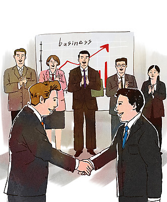 전신 PSD 여자 남자 행복 화살표 일러스트 회사 비즈니스 그래프 악수 협상 서기 여러명 상반신 성인 기쁨 축하 직장인 사장 박수 성인만 국내일러스트 직업 감정 다수 컨셉 모션 사람 손짓 파일형식