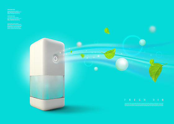 PSD 편집이미지 하늘색 바람 나뭇잎 타이포그라피 사람없음 생활가전 공기 공기청정기 소형가전제품 이미지편집 자연요소 문자 잎 날씨 파란색 가전제품 파일형식