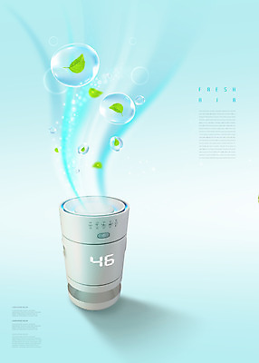 PSD 편집이미지 하늘색 바람 나뭇잎 타이포그라피 사람없음 비눗방울 생활가전 공기청정기 소형가전제품 이미지편집 자연요소 문자 잎 날씨 파란색 가전제품 파일형식