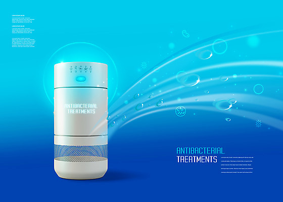 PSD 편집이미지 바람 타이포그라피 사람없음 파란색 바이러스 생활가전 공기청정기 살균 소형가전제품 이미지편집 자연요소 문자 컬러 날씨 가전제품 파일형식