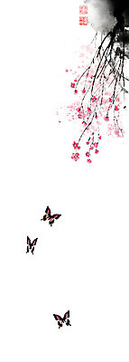 PSD 나비 일러스트 캘리그라피 붓터치 사람없음 나뭇가지 비행 동양화 매화 번짐 낙관 초충도 국내일러스트 나무 꽃 곤충 미술 그림 파일형식 효과