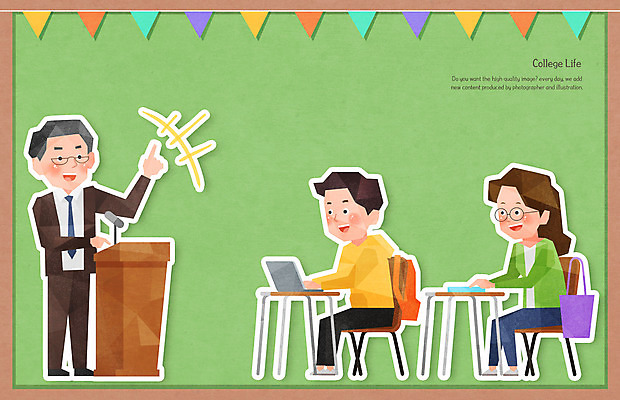 전신 PSD 여자 남자 대학생 중년 의자 일러스트 수업 말하기 서기 앉기 성인 세명 초록색 캠퍼스라이프 교수 가리킴 강의 책상 대학교 교탁 가랜드 국내일러스트 학생 라이프스타일 교육 컬러 가구 학교 모션 사람 손짓 교사 파티용품 파일형식