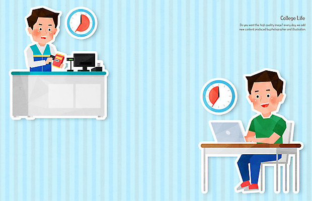 전신 PSD 남자 대학생 하늘색 의자 일러스트 들기 앉기 상반신 성인 두명 노트북 캠퍼스라이프 계산대 책상 대학교 아르바이트 성인남자만 국내일러스트 학생 라이프스타일 가구 학교 모션 사람 파란색 전자제품 남자만 성인만 파일형식