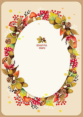 PSD 열매 백그라운드 일러스트 나뭇잎 프레임 사람없음 버섯 가을 나뭇가지 도토리 솔방울 베이지색 가을배경 국내일러스트 나무 식물 계절 컬러 잎 견과류 파일형식 가을_계절