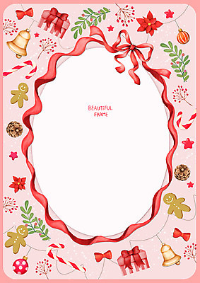 PSD 꽃 리본 분홍색 백그라운드 크리스마스 일러스트 나뭇잎 프레임 사람없음 선물상자 장식볼 종 진저맨 국내일러스트 식물 기념일 컬러 잎 선물 장식 상자 진저쿠키 파일형식