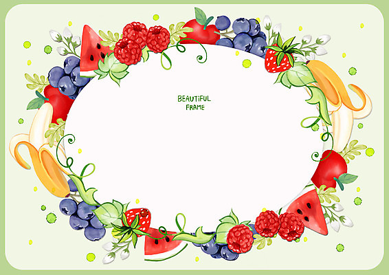 PSD 꽃 백그라운드 잎 일러스트 수박 프레임 바나나 사람없음 연두색 사과 블루베리 제철과일 국내일러스트 식물 과일 초록색 제철 파일형식