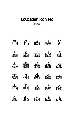 아이콘 학교 고등학교 초등학교 사람없음 건물 대학교 교육아이콘 중학교 2D아이콘 AI파일 건축물 교육 파일형식 벡터